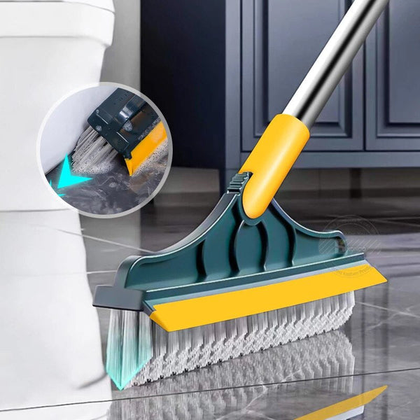 GREVA 2-in-1 Bathroom Cleaning Brush with Wiper - Long Handle 120° Rotate Toilet Brush