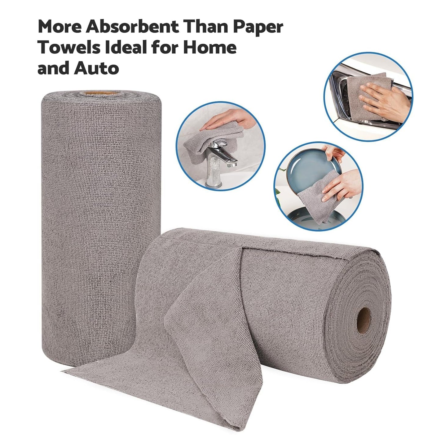 Reusable Microfiber Kitchen Towel Roll (20 Sheets)