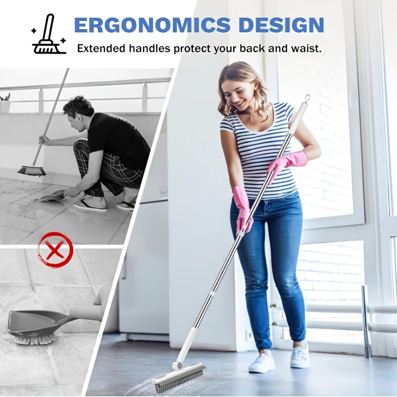 GREVA 2-in-1 Bathroom Cleaning Brush with Wiper - Long Handle 120° Rotate Toilet Brush