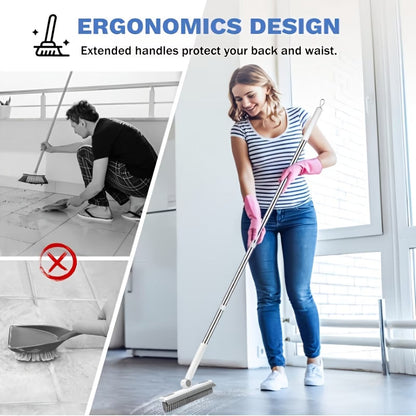 GREVA 2-in-1 Bathroom Cleaning Brush with Wiper - Long Handle 120° Rotate Toilet Brush
