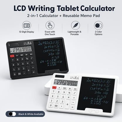 12-Digit LCD Large Screen Calculator with Writing Board