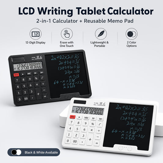 12-Digit LCD Large Screen Calculator with Writing Board