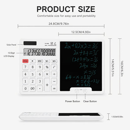12-Digit LCD Large Screen Calculator with Writing Board