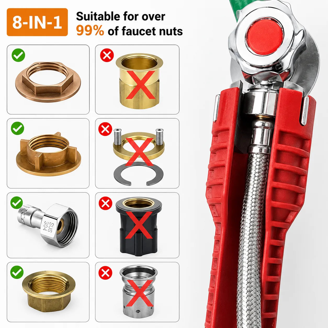 Anti-Slip Plumbing Repair Tap & Sink Wrench